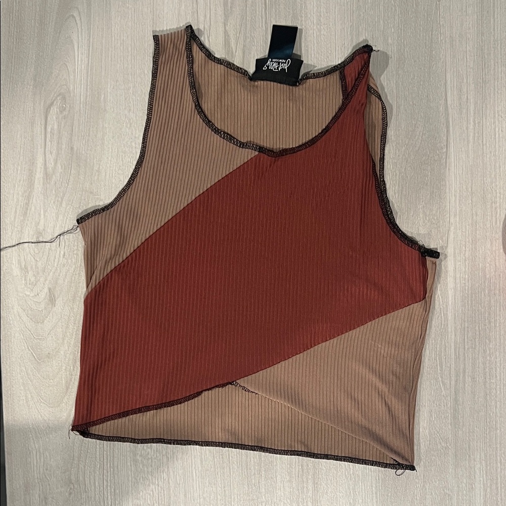 Forever 21 Brown and Red Striped Tank Top